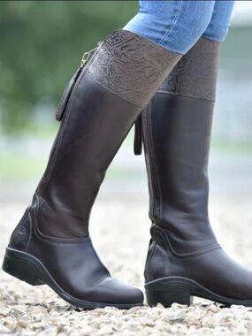 LADIES’ DUBLIN FEALE LEATHER EQUESTRIAN LIFESTYLE BOOTS SZ 7.5W DARK BROWN